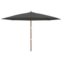 Berkfield Home Durable Garden Parasol with Wooden Pole Anthracite 400x273 cm in Dark Grey
