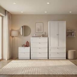 Home Discount Vida Designs Altino 3Pc Bedroom Set(2Dr Bedside, 4Dr Chest, Wardrobe) in White - thumbnail 1