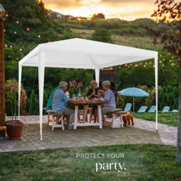 tectake Gazebo Farah- water resistant, plug-in system, 3x3m in White - Size: Large - thumbnail 8