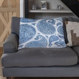 Benjamin Tate Design Blue & White Bo Ho World Blanket in Natural - Size: 120 cm x 150 cm - thumbnail 2