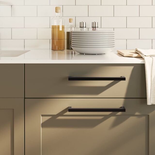 Berkfield Home Cabinet Handles 10 pcs Black 224 mm Stainless Steel - image 1
