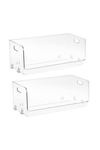 SHEONLY 2pcs Stackable Transparent Desktop Storage Boxes in Clear - image 1