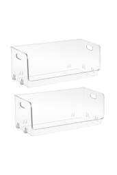 SHEONLY 2pcs Stackable Transparent Desktop Storage Boxes in Clear - thumbnail 1