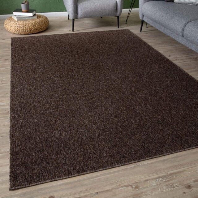 THE RUGS Flex Collection Solid Design Low Pile Living Room Rugs in Brown - Size: 160 cm x 230 cm - image 1