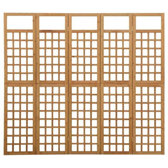 Berkfield Home 5-Panel Room Divider/Trellis Solid Fir Wood 201.5x180 cm in Brown - image 1