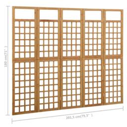 Berkfield Home 5-Panel Room Divider/Trellis Solid Fir Wood 201.5x180 cm in Brown - thumbnail 6