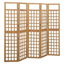 Berkfield Home 5-Panel Room Divider/Trellis Solid Fir Wood 201.5x180 cm in Brown - thumbnail 2