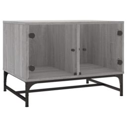 Berkfield Home Coffee Table with Glass Doors Grey Sonoma 68.5x50x50 cm - thumbnail 2