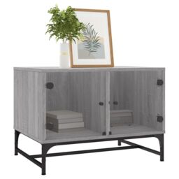 Berkfield Home Coffee Table with Glass Doors Grey Sonoma 68.5x50x50 cm - thumbnail 3