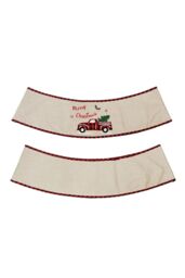 Living and Home Burlap Merry Christmas Tree Skirt Collar in White - thumbnail 4