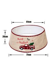 Living and Home Burlap Merry Christmas Tree Skirt Collar in White - thumbnail 6