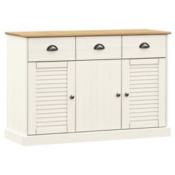 Berkfield Home Sideboard with Drawers VIGO 113x40x75 cm White Solid Wood Pine - Size: 113 x 40 x 75 cm - thumbnail 2