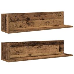 Berkfield Home Wall Shelves 2 pcs Old Wood 75x16.5x16.5 cm Engineered Wood in Brown - thumbnail 2