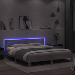 Berkfield Home Bed Frame with LED without Mattress Concrete Grey 160x200 cm - thumbnail 4