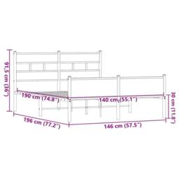 Berkfield Home Bed Frame without Mattress Brown Oak 140x190 cm Engineered Wood - thumbnail 9
