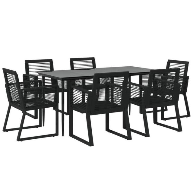 Berkfield Home Decorative 7 Piece Garden Dining Set Black PVC Rattan - image 1