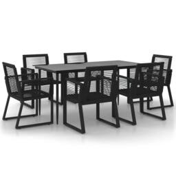 Berkfield Home Decorative 7 Piece Garden Dining Set Black PVC Rattan - thumbnail 3