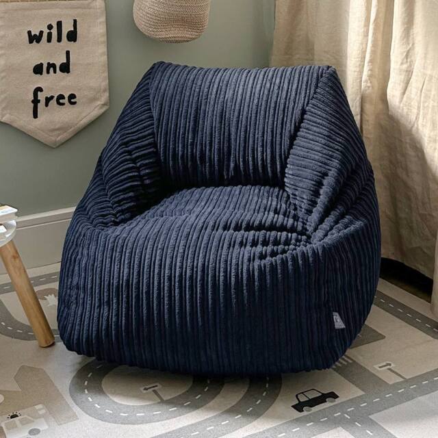 rucomfy Beanbags rucomfy Indoor Jumbo Cord Snuggle Bean Bag Chair for Kids in Navy - image 1