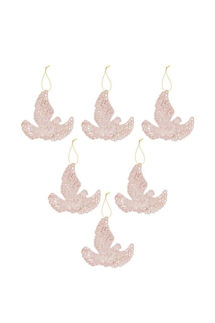 VFM e-Store Christmas Tree Decoration Hanging Glitter Dove 6 20x11. Champagne in Ivory - image 1