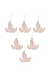 VFM e-Store Christmas Tree Decoration Hanging Glitter Dove 6 20x11. Champagne in Ivory - thumbnail 1