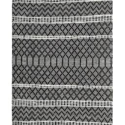 Wyld and Coco Hand-Loomed Leather Chevron Rug Black-Beige 140 x 200 cm in Black - Size: 140 cm x 200 cm - thumbnail 2