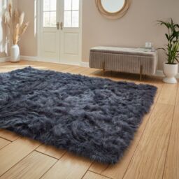 The Rug Shop UK Blue Modern Shaggy Plain Easy To Clean Navy Area Rug - Size: 160 cm x 230 cm - thumbnail 2