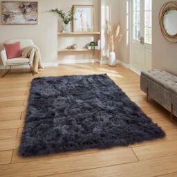 The Rug Shop UK Blue Modern Shaggy Plain Easy To Clean Navy Area Rug - Size: 160 cm x 230 cm - thumbnail 1