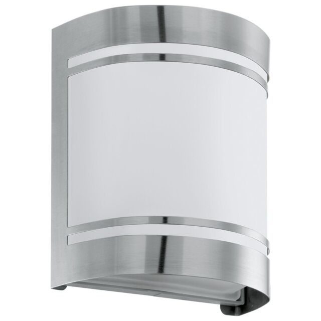 Loops IP44 Outdoor Wall Light Stainless Steel & Diffuser 1 x 40W E27 Bulb Porch Lamp in Metallics - image 1