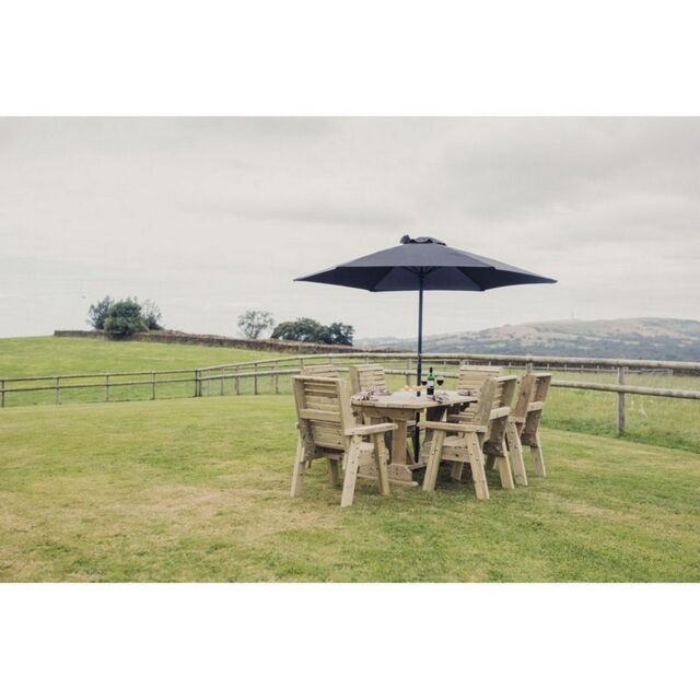 Churnet Valley Garden Furniture Ltd Ergo Dining Table Set with 6 Chairs - Minimal Assembly Required in Brown - image 1