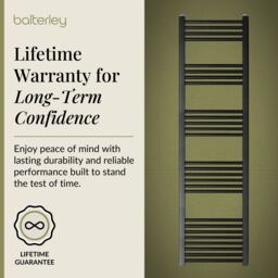 Balterley Straight Heated Towel Rail Radiator, 383W, 400 x 1800mm, Matt Black - thumbnail 7