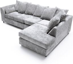 Furniture 786 Chenille Fabric 5 seater Right Hand Facing Corner Sofa in Silver - thumbnail 4