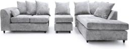 Furniture 786 Chenille Fabric 5 seater Right Hand Facing Corner Sofa in Silver - thumbnail 2