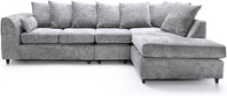 Furniture 786 Chenille Fabric 5 seater Right Hand Facing Corner Sofa in Silver