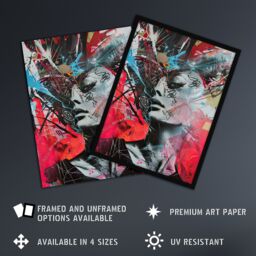 Artery8 Zef Culture Modern Conceptual Abstract Portrait Framed Art Print in Red - Size: A4 - thumbnail 2