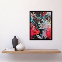 Artery8 Zef Culture Modern Conceptual Abstract Portrait Framed Art Print in Red - Size: A4 - thumbnail 4