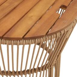 Berkfield Home Garden Side Tables 2 pcs with Wooden Top Beige Poly Rattan - thumbnail 8