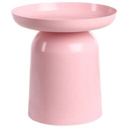Wyld and Coco Aura Home Pastel Pink Metal End Table - Geometric Round - thumbnail 2