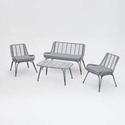 Home Detail Pampas Wicker Garden Lounge Set in Grey - thumbnail 3