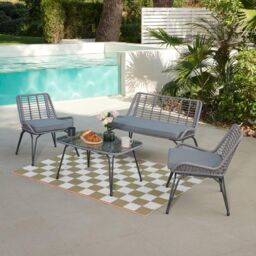 Home Detail Pampas Wicker Garden Lounge Set in Grey - thumbnail 2