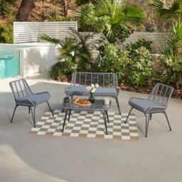 Home Detail Pampas Wicker Garden Lounge Set in Grey - thumbnail 1