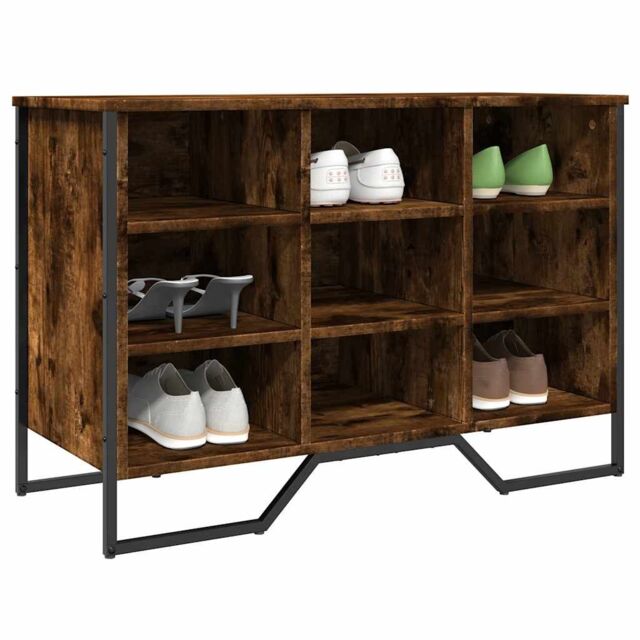 Berkfield Home Shoe Cabinet Smoked Oak 90x38x61.5 cm Engineered Wood - image 1