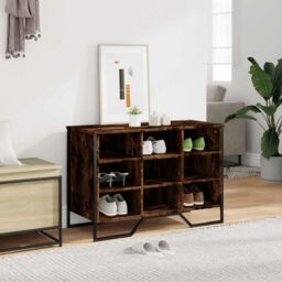 Berkfield Home Shoe Cabinet Smoked Oak 90x38x61.5 cm Engineered Wood - thumbnail 3