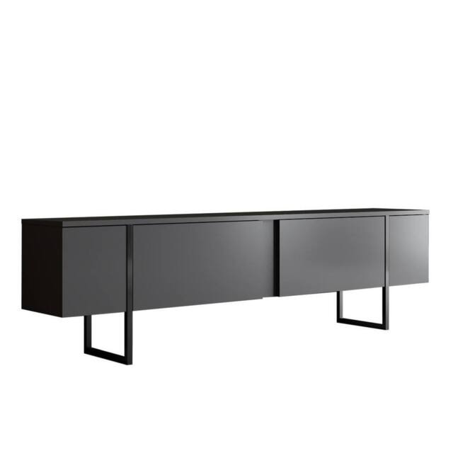 CALICOSY LUXURY TV Stand With 2 Drop-Down Doors, 180 Cm Wide in Charcoal - image 1