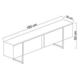 CALICOSY LUXURY TV Stand With 2 Drop-Down Doors, 180 Cm Wide in Charcoal - thumbnail 7