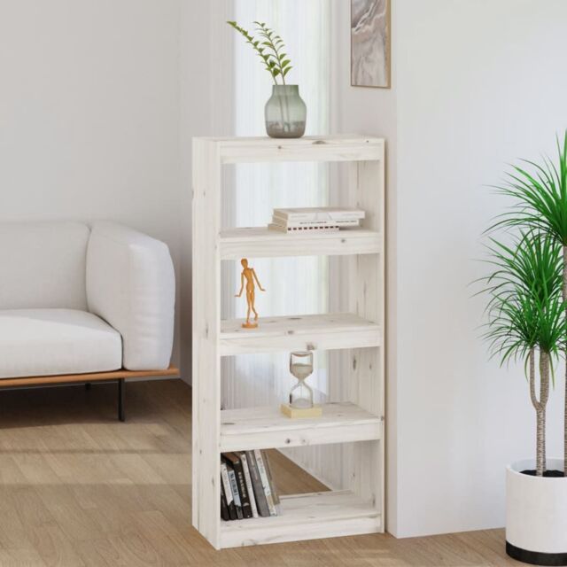 Berkfield Home Book Cabinet/Room Divider White 60x30x135.5 cm Solid Wood Pine - image 1
