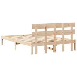 Berkfield Home Bed Frame with Headboard 150x200 cm Solid Wood Pine in Brown - thumbnail 8