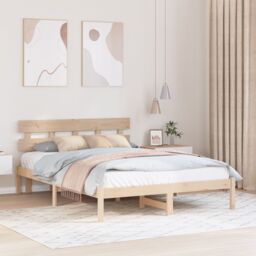 Berkfield Home Bed Frame with Headboard 150x200 cm Solid Wood Pine in Brown