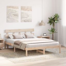 Berkfield Home Bed Frame with Headboard 150x200 cm Solid Wood Pine in Brown - thumbnail 5