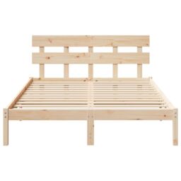 Berkfield Home Bed Frame with Headboard 150x200 cm Solid Wood Pine in Brown - thumbnail 6