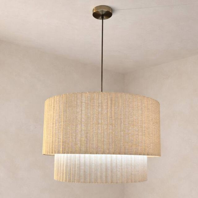 CGC Lighting Allegra Oatmeal Linen Two Tier Extra Large Layer Drum Lampshade in Beige - image 1